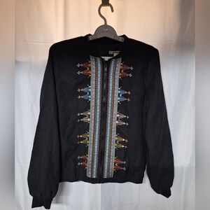 Ruff Hewn Black Boho Jacket with Embroidered Accents